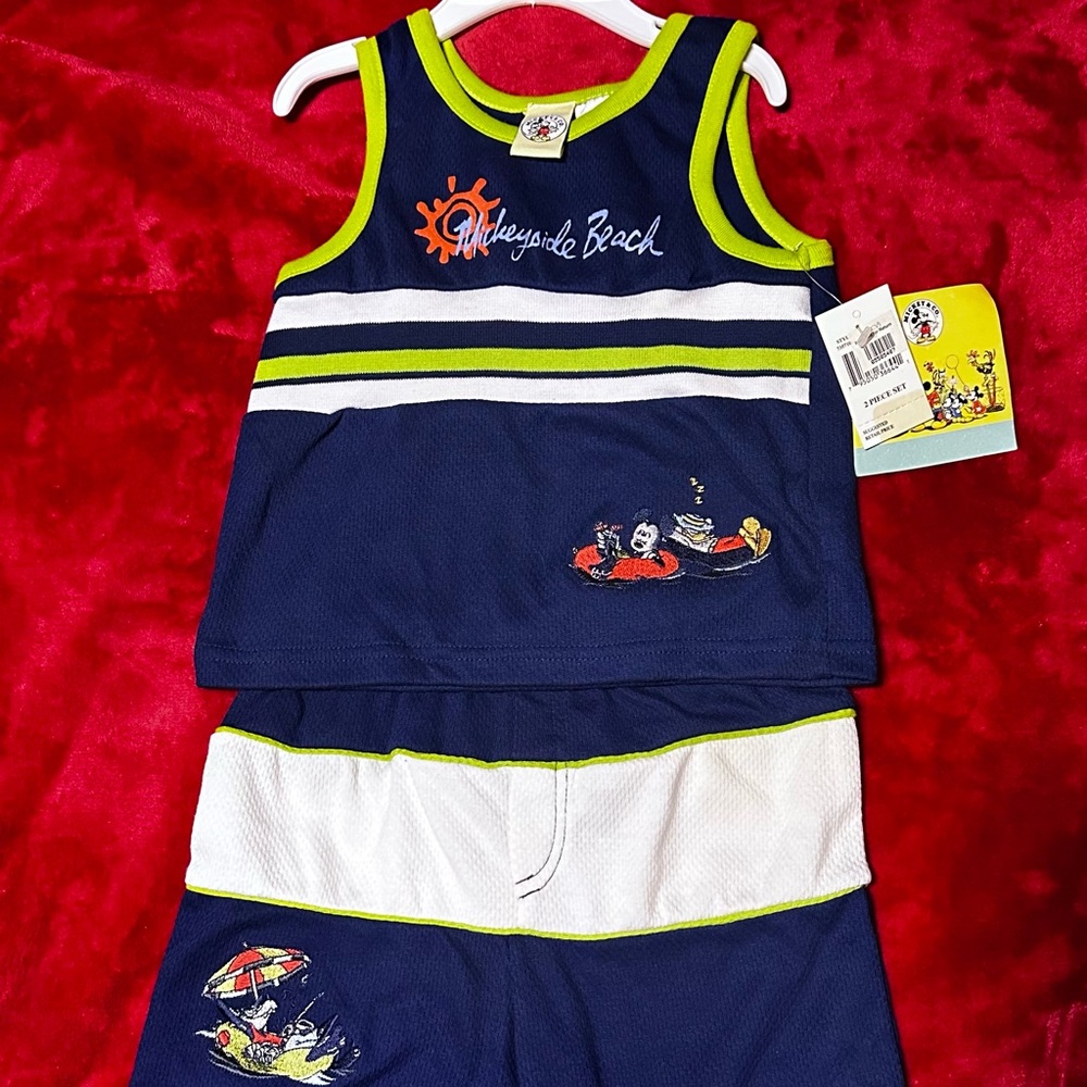 Navy and Lime Green Kids Tank and Shorts Set